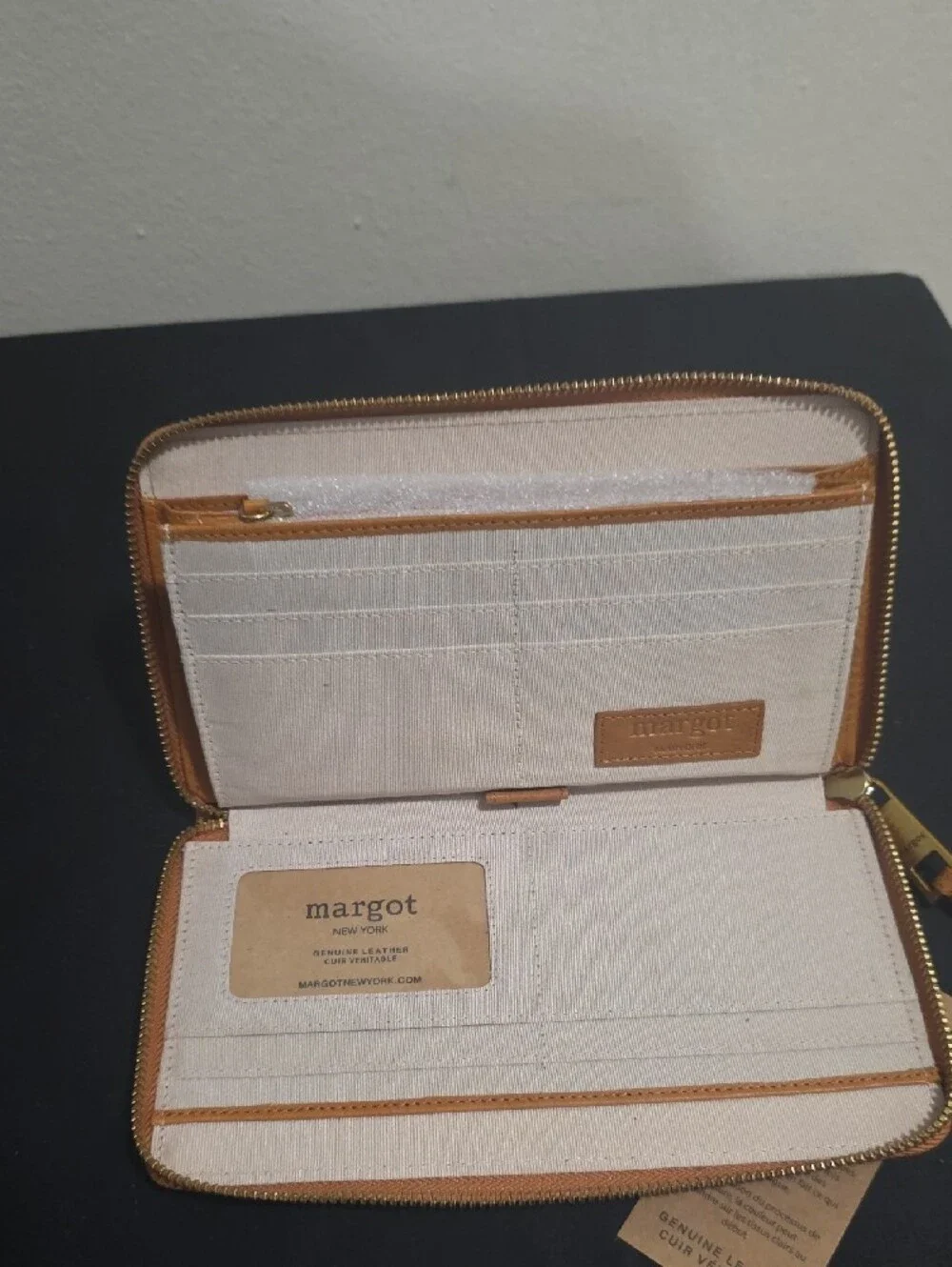 margot Tan Zip-Around Leather Wallet